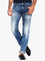 Rookies Blue Mid Rise Slim Fit Jeans