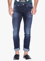 Rookies Blue Mid Rise Slim Fit Jeans