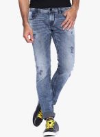 Rookies Blue Mid Rise Slim Fit Jeans