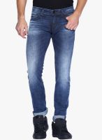 Rookies Blue Mid Rise Slim Fit Jeans