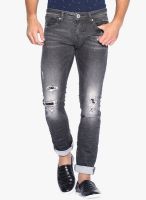 Rookies Grey Mid Rise Slim Fit Jeans