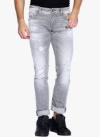 Rookies Grey Mid Rise Slim Fit Jeans