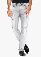 Rookies Grey Mid Rise Slim Fit Jeans