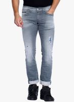 Rookies Grey Mid Rise Slim Fit Jeans