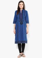 Shree Blue Embroidered Cotton Kurta