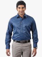 Solemio Blue Striped Slim Fit Formal Shirt