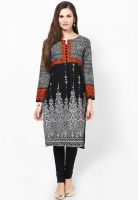 Biba Cotton Blend Black Kurta