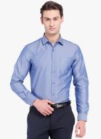 Black Coffee Navy Blue Solid Slim Fit Formal Shirt