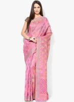 Bunkar Pink Printed Silk Blend Saree