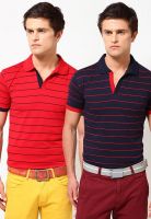 Duke Navy Blue Striped Polo T-Shirts