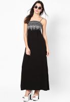 Global Desi Black Colored Printed Maxi Dress