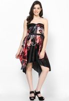 Heart 2 Heart Black Colored Printed Asymmetric Dress