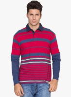 Hypernation Magenta Striped Polo T-Shirt