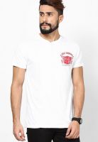 Incult White Printed Henley T-Shirts