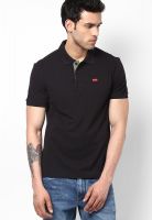 Levi's Black Solid Polo T-Shirts