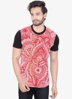 Lucfashion Red Printed Round Neck T-Shirt