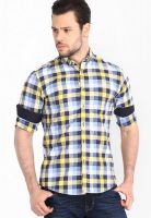 Mark Taylor Checked Yellow Casual Shirt