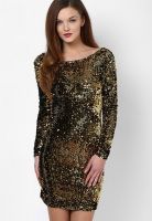 Miss Selfridge Golden Colored Embellished Bodycon Dress