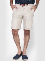 Mr Button Striped Beige Shorts