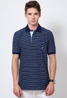 Nautica Navy Blue Striped Polo T-Shirts