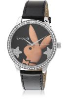 Playboy Bpb-1007-Y - Black/Black Analog Watch