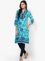 Rain & Rainbow Blue Cotton Kurti