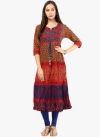 Rain & Rainbow Red Printed Kurta