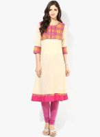 Rangmanch By Pantaloons Beige Printed Kurtas