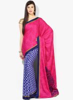 Satrang Blue Printed Crepe Saree