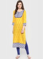 Span Yellow Printed Kurtis