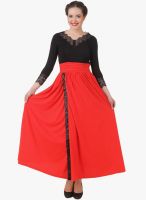 Texco Red Solid Maxi Dress