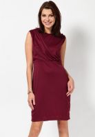 Tonga Sleeveless Maroon Dress With Buttons On Shoulder