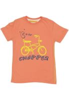 UFO Short Sleeve Printed Peach T Shirts