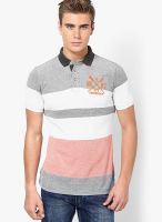 United Colors of Benetton White Striped Polo T-Shirt