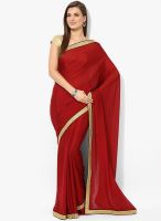 Vaishali Maroon Solid Crepe Saree