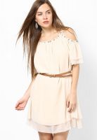 Vero Moda Cream Colored Embroidered Shift Dress