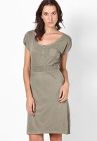 s.Oliver Green Colored Solid Shift Dress