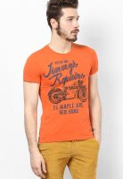 s.Oliver Orange Round Neck T-Shirt
