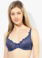 About U Blue Embroidered Under Wired- Non Padded Bra