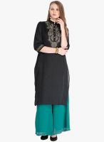 Folklore Black Solid Kurtas