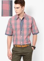 I Know Red Check Slim Fit Casual Shirt