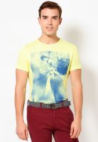 Jack & Jones Yellow Solid Round Neck T-Shirts