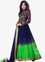Lookslady Navy Blue Embroidered Dress Material