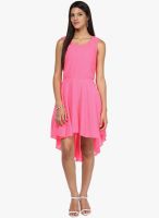 MBE Pink Colored Solid Asymmetric Dress