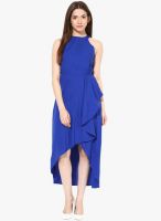 Miss Chase Blue Colored Solid Asymmetric Dress