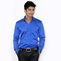 Piccolo Clothings Men's Solid Formal Blue Shirt