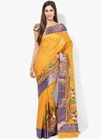 Rang Banarasi Mustard Yellow Embroidered Cotton Silk Saree