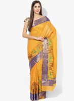 Rang Banarasi Mustard Yellow Embroidered Cotton Silk Saree