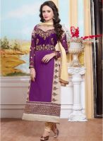 Saree Mall Purple Embroidered Dress Material