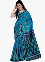 Shonaya Aqua Blue Printed Saree